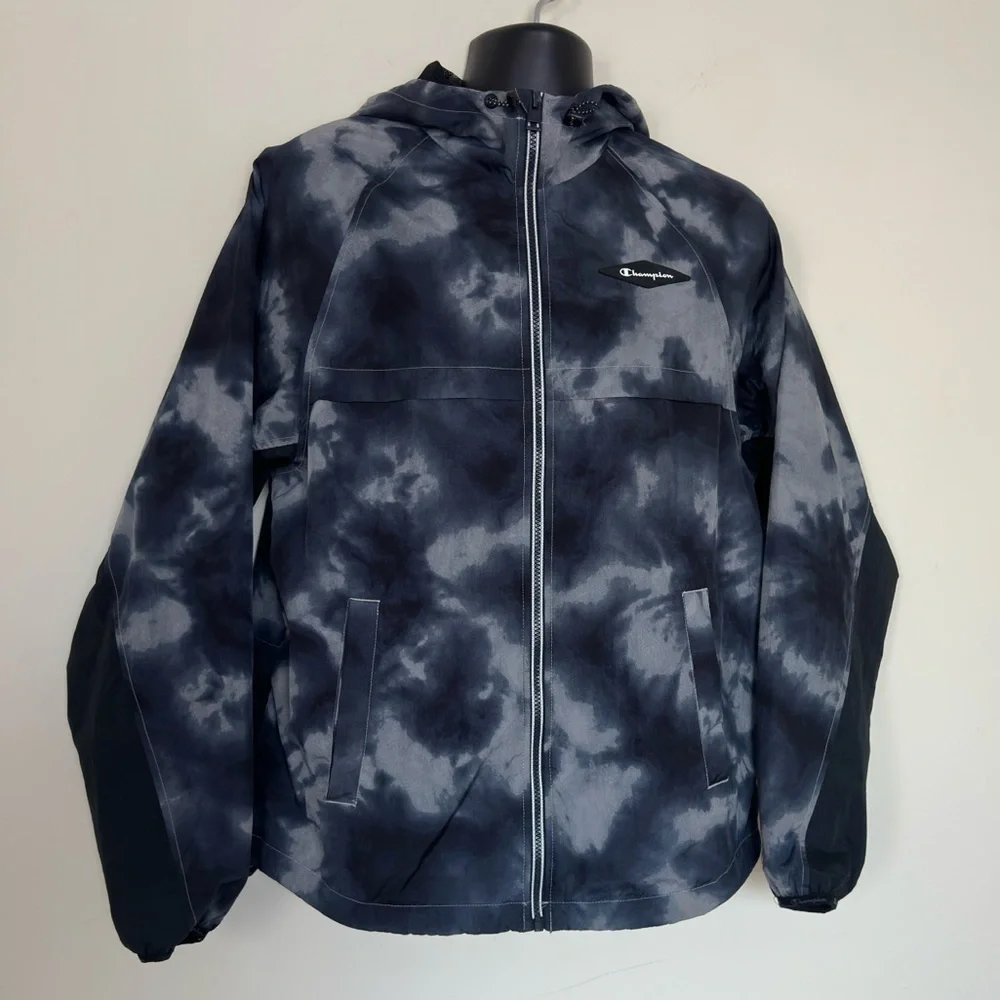 Champion Stadium Tie Dye Windbreaker Jacket Medium Lightweight Nylon Hooded